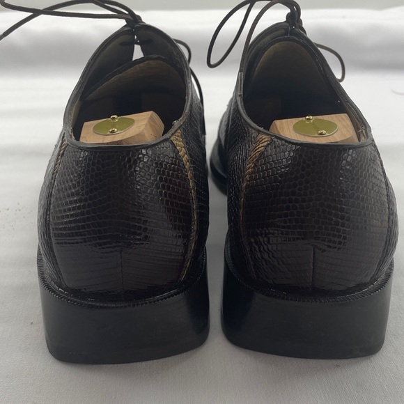 Elegant genuine lizard 2 tone Brown Leather Men's Shoes - Picture 3 of 10